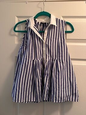 Ann Taylor women’s blue striped blouse